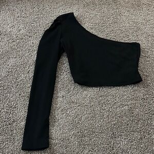SHEIN Black One-Shoulder Crop Top